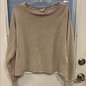 Casual Beige Women's waist length sweatshirt